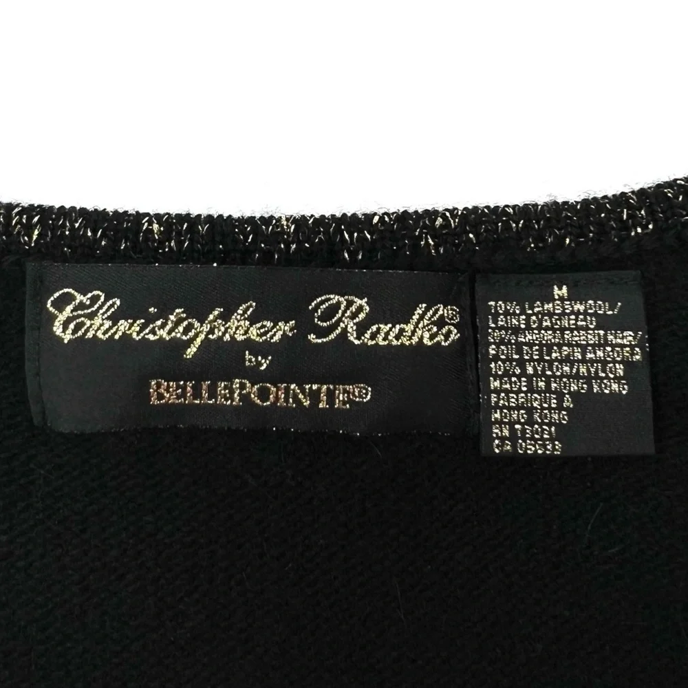 Vintage Christopher Radko Christmas Sweater Black Lambswool Snowman Ornament EUC
